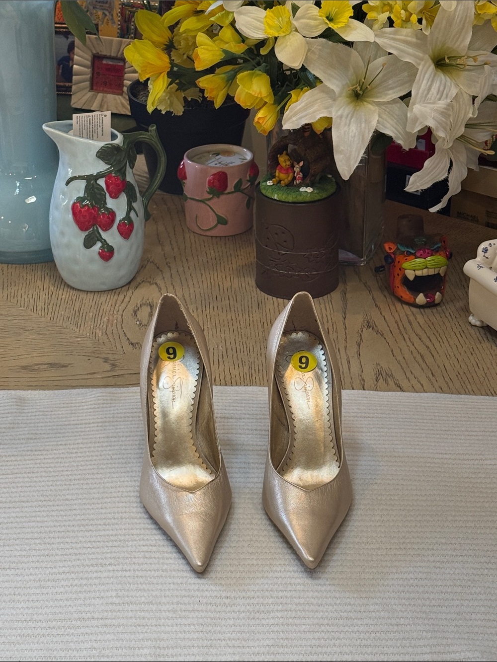 Jessica Simpson Metallic Champagne Pointed Toe Pumps